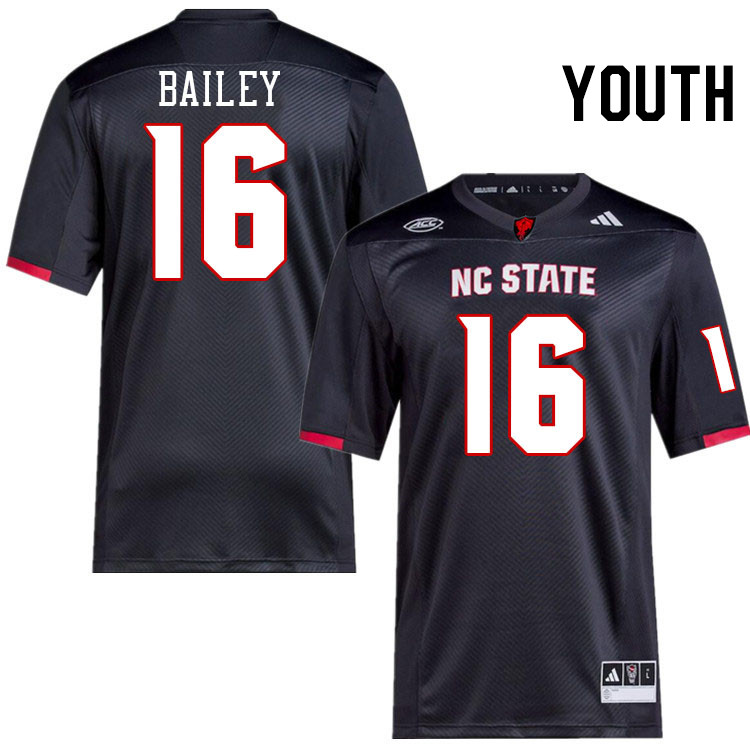 Youth #16 CJ Bailey NC State Wolfpack College Football Jerseys Stitched-Black